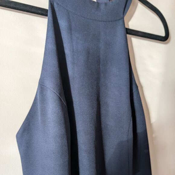 Anthropologie BHLDN Juliana High Neck  Crepe Maxi Midnight Navy Dress Size 10 - Picture 5 of 9